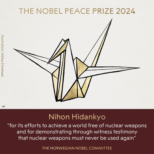 Nihon Hidankyo giành giải Nobel Hòa bình 2024 vì nỗ lực chống vũ khí hạt nhân