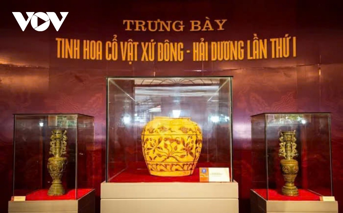 Trưng bày “Tinh hoa cổ vật Xứ Đông - Hải Dương lần thứ I”. Ảnh: Nguồn VOV