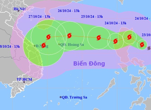 Chiều 24/10, Bão Trami chính thức đi vào Biển Đông, Trung Bộ có mưa rất to