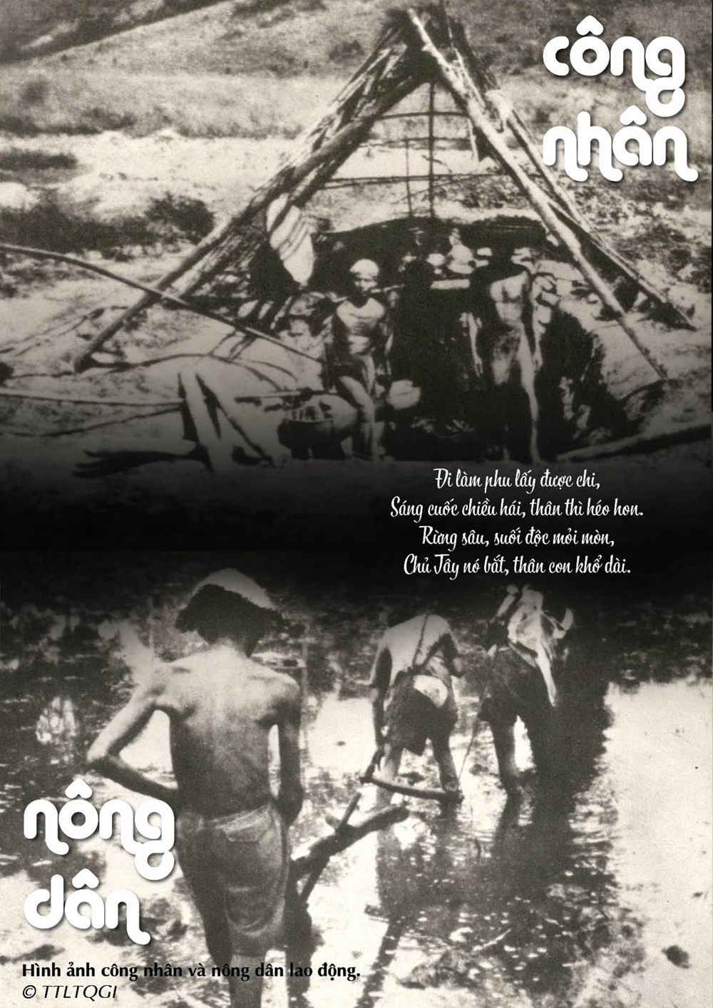 Hình ảnh nông dân và công nhân Việt Nam dưới ách thống trị của thực dân Pháp. Ảnh Trung tâm Lưu trữ quốc gia I