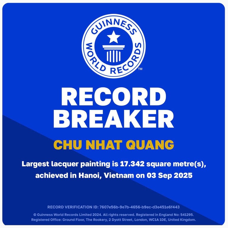 Thông báo của Tổ chức Kỷ lục Guinness thế giới.
