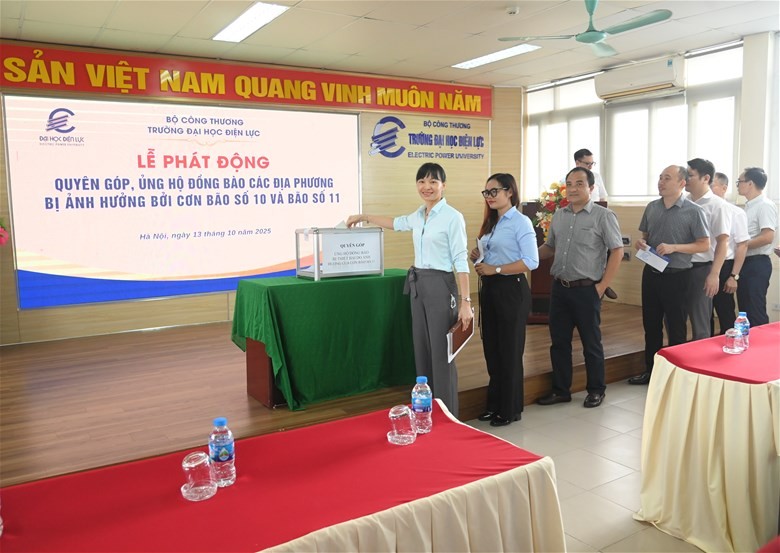 Trường Đại học Điện lực phát động quyên góp, ủng hộ đồng bào các địa phương bị ảnh hưởng bởi cơn bão số 10 và số 11