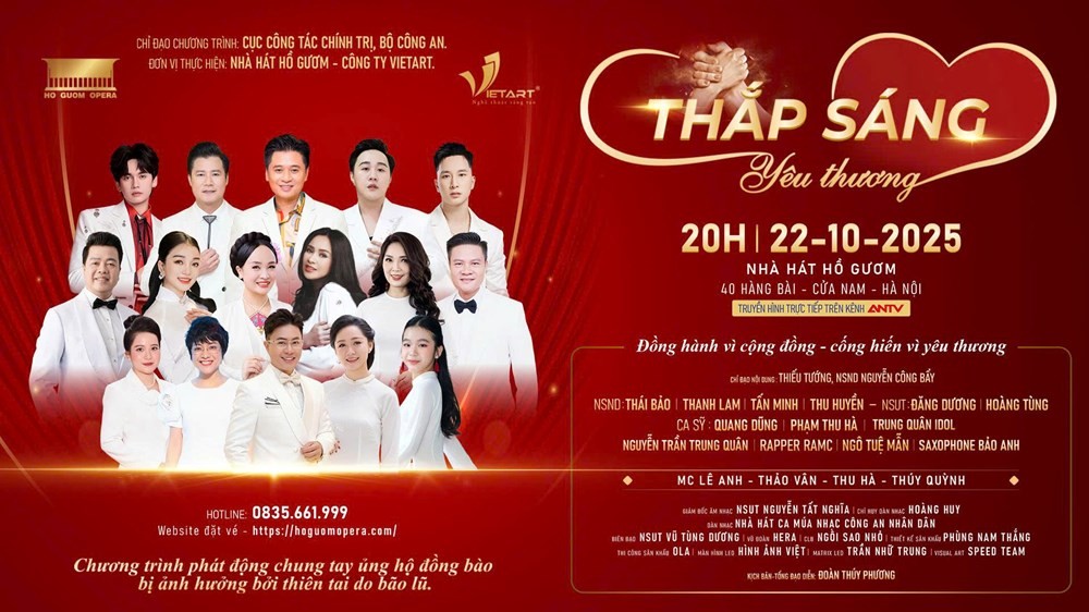 chương trình nghệ thuật Thắp sáng yêu thương diễn ra vào 20h00 ngày 22/10. Ảnh: BTC