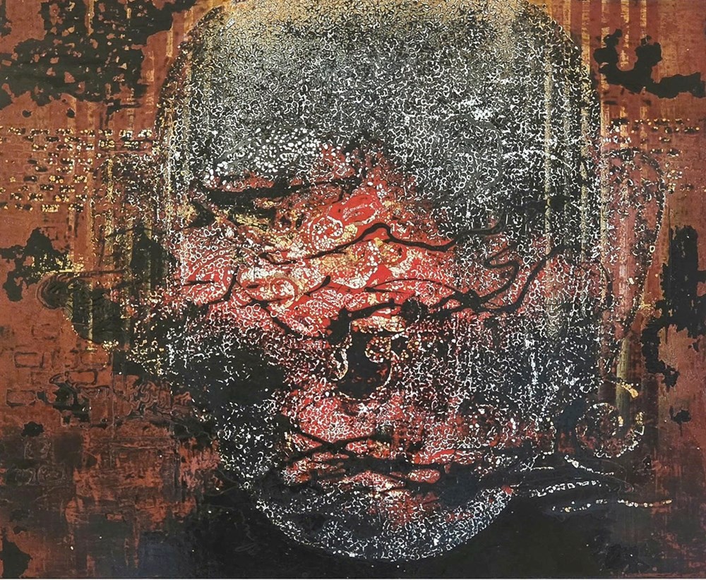 Tác phẩm “Ký ức”, chất liệu tổng hợp của tác giả Ngô Thanh Hùng. Tác phẩm được trưng bày tại triển lãm.