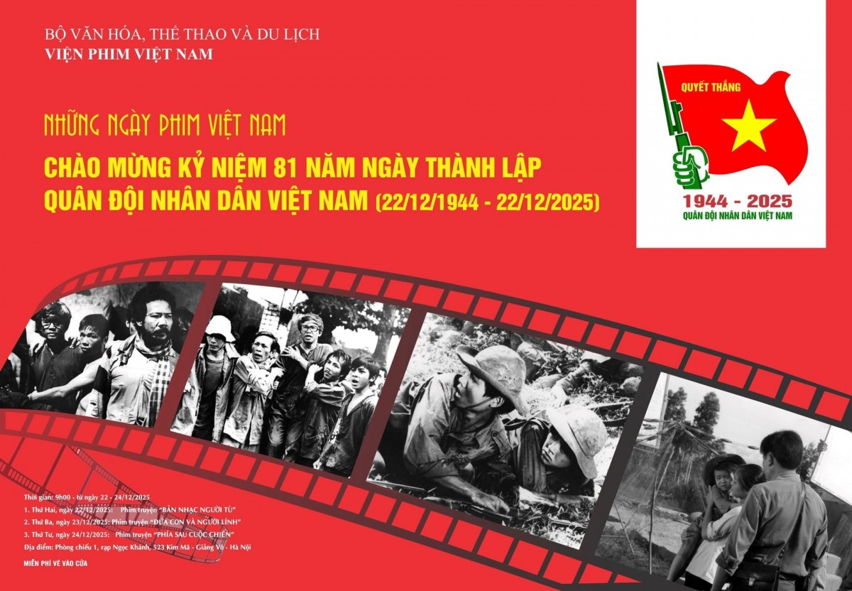 Các phim được chiếu trong ba ngày 22, 23 và 24/12/2025. Ảnh: Viện Phim Việt Nam