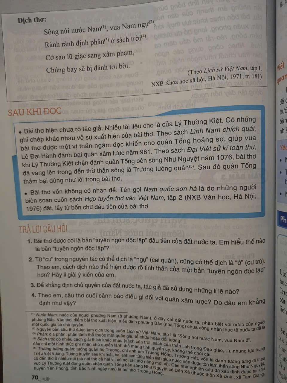 Về tác giả và nguồn gốc bài thơ Nam quốc sơn hà