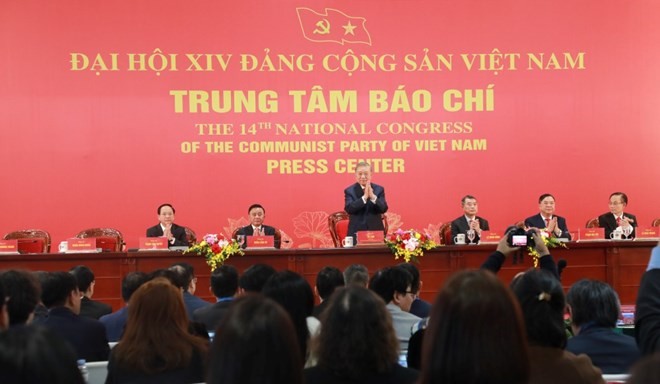 Tổng Bí thư Tô Lâm chủ trì Họp báo quốc tế, ngay sau phiên bế mạc Đại hội XIV của Đảng chiều 23.1. Ảnh: TTXVN