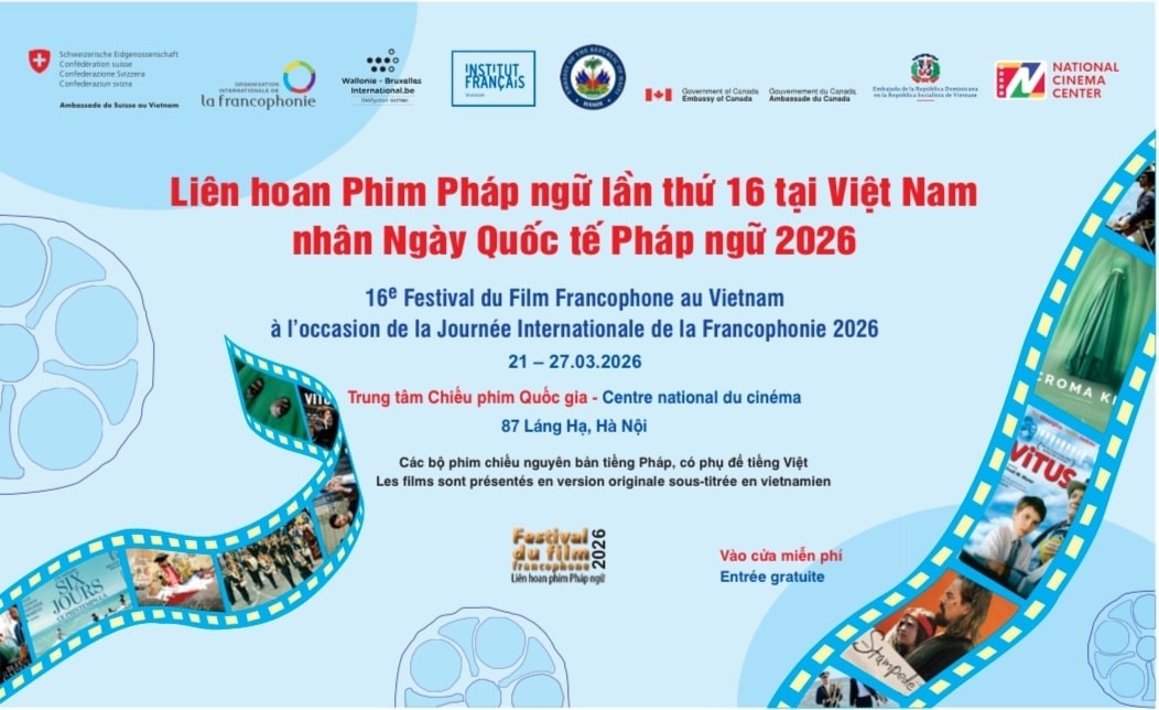 Liên hoan phim Pháp ngữ lần thứ 16 năm 2026 sẽ diễn ra tại Hà Nội từ 21 đến 27/3 và tại TP Hồ Chí Minh từ 21 đến 24/3. Ảnh: BTC