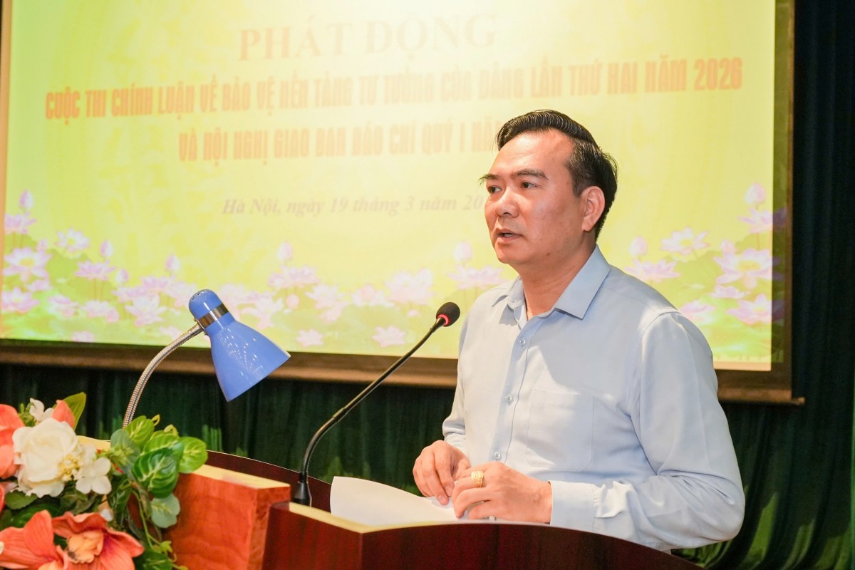 Đồng chí Nguyễn Minh Chung - Trưởng ban Tuyên giáo và Dân vận Đảng ủy Mặt trận Tổ quốc, các đoàn thể Trung ương phát biểu tại buổi lễ. Ảnh: BTC