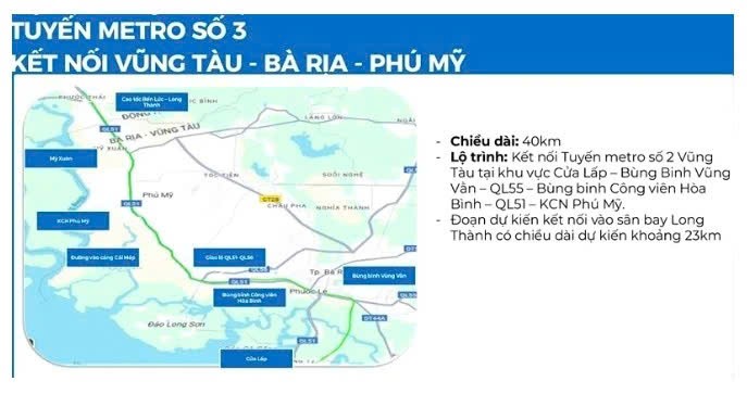 Thành phố Hồ Chí Minh phê duyệt chủ trương xây dựng đường sắt (Metro) kết nối Vũng Tàu - Bà Rịa - Phú Mỹ