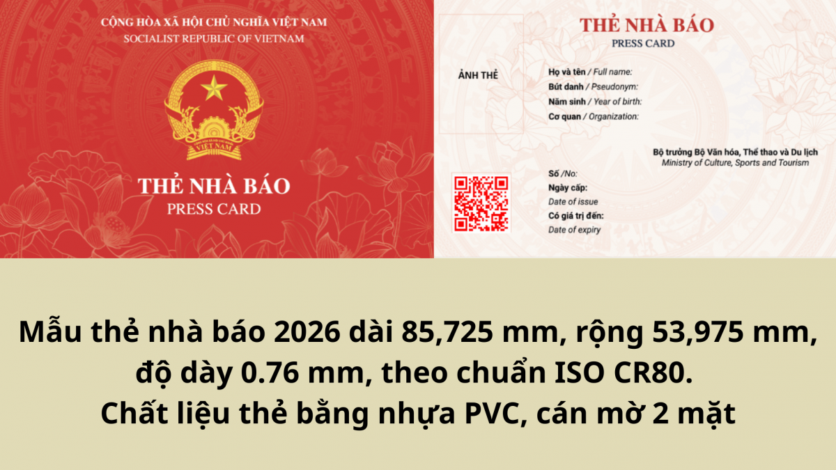 Bộ VHTT&DL: Chính thức công bố Thẻ Nhà báo mẫu mới