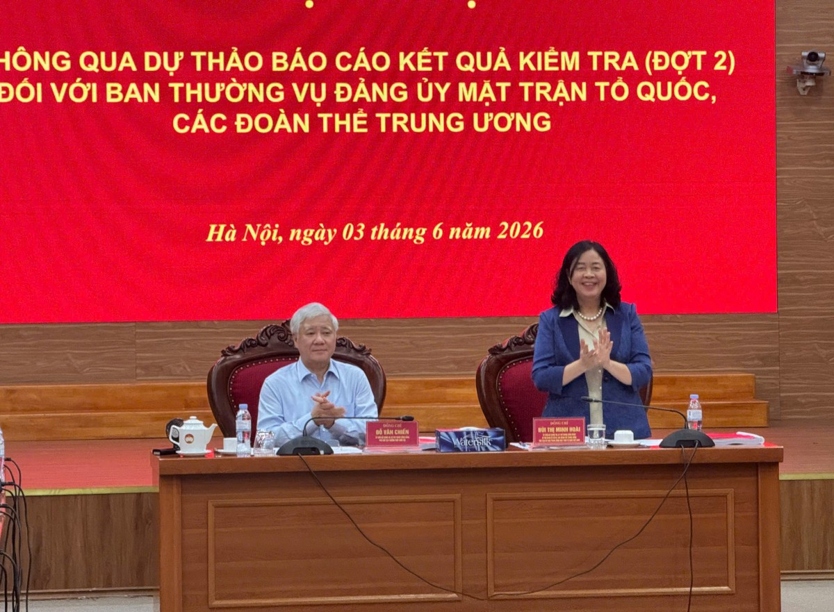 Thông qua dự thảo báo cáo kiểm tra Đảng ủy Mặt trận Tổ quốc, các đoàn thể Trung ương