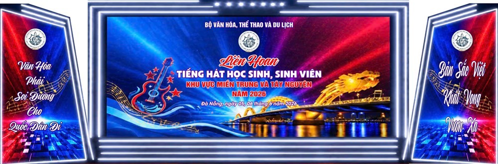 Liên hoan Tiếng hát học sinh, sinh viên khu vực miền Trung và Tây Nguyên năm 2026 với chủ đề “Bản sắc Việt - Khát vọng vươn xa” sẽ diễn ra vào ngày 5 và 6.6 tại Đại học Duy Tân. Ảnh: BTC