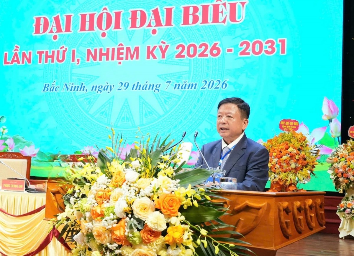 PGS.TS. Nhạc sĩ Đỗ Hồng Quân phát biểu chúc mừng Đại hội. Ảnh: PV