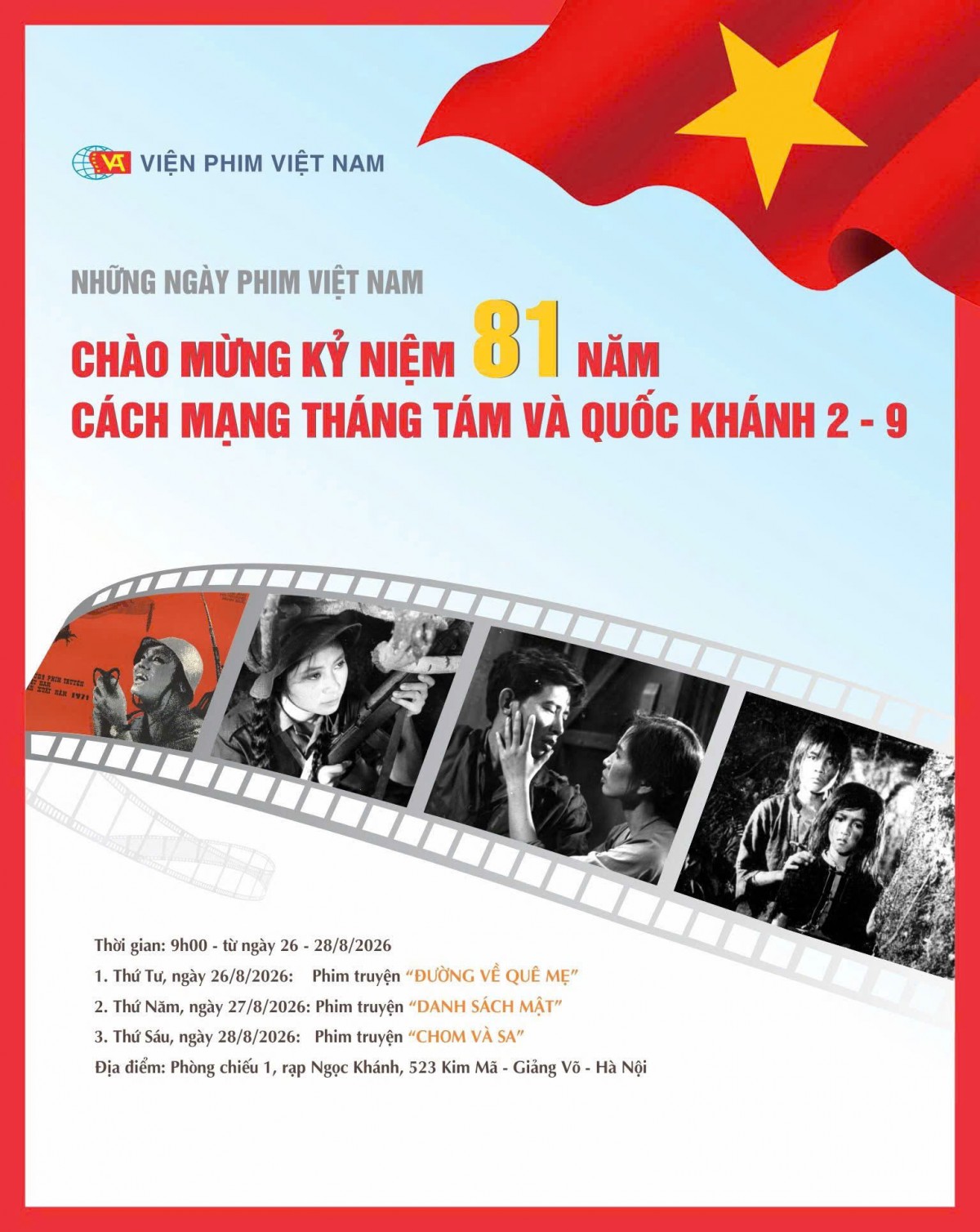 Tổ chức Ngày phim Việt Nam kỷ niệm 81 năm Cách mạng tháng Tám và Quốc khánh 2/9