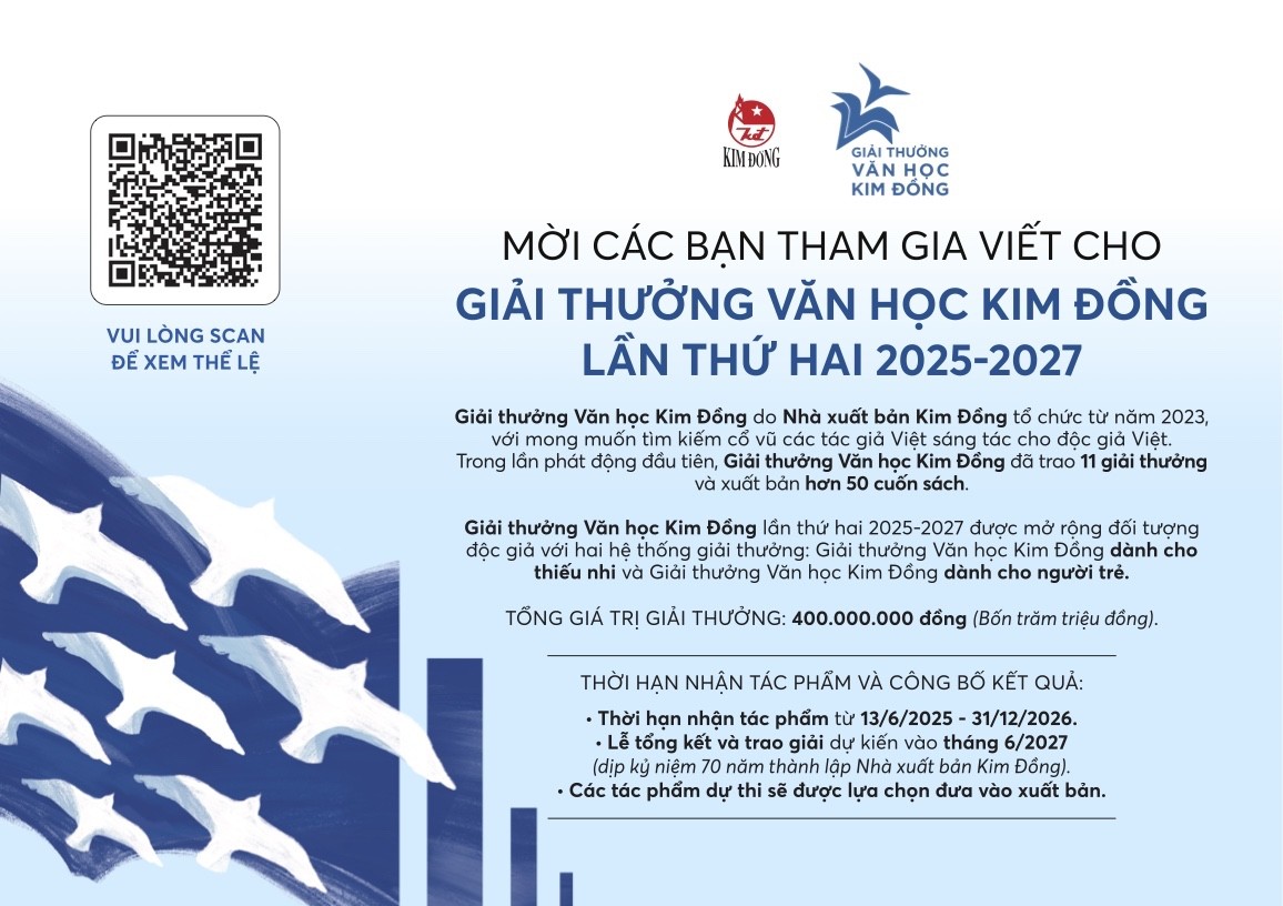 Mời tham gia viết cho Giải thưởng Văn học Kim Đồng lần thứ hai 2025-2027