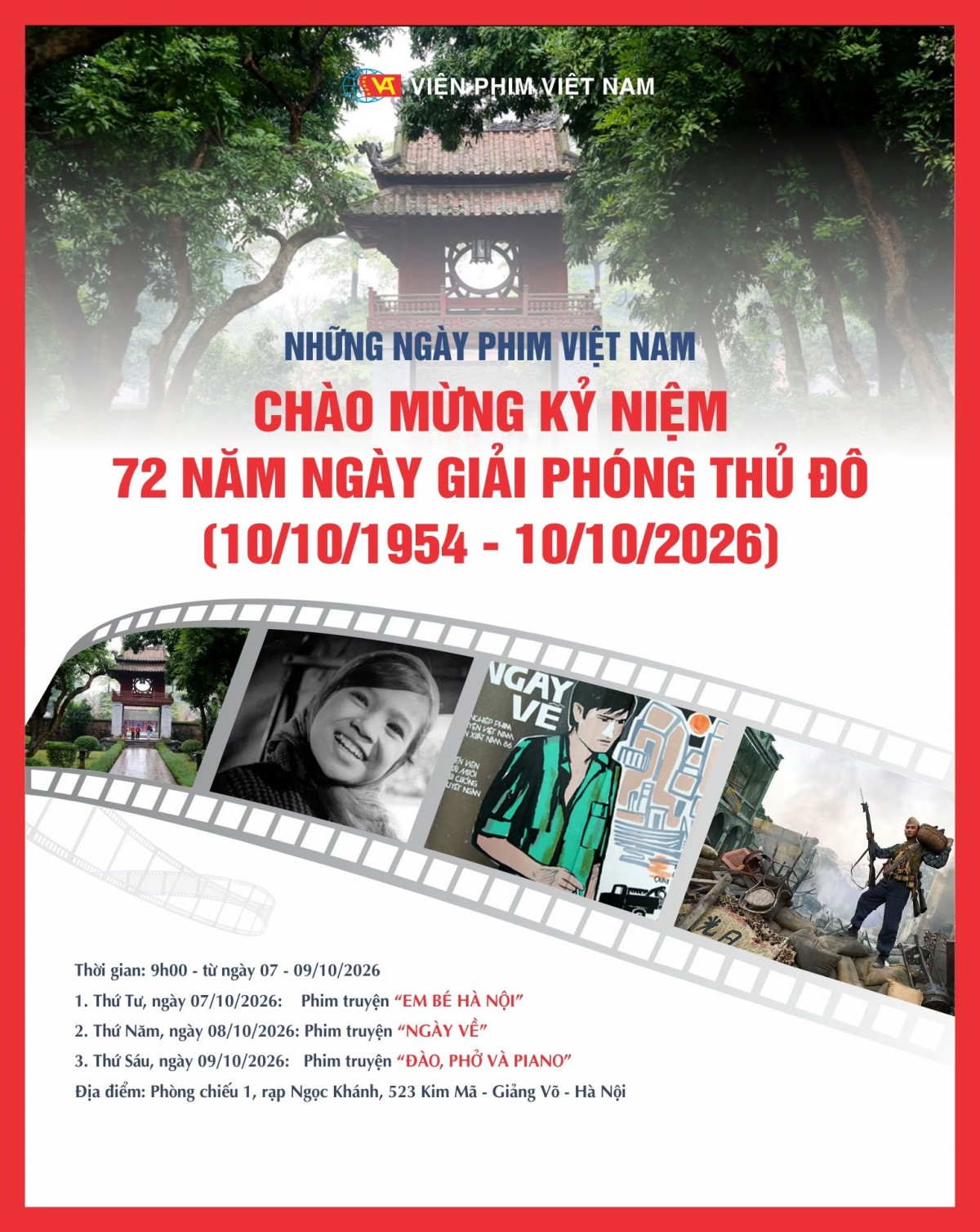 Tổ chức chiếu phim chào mừng kỷ niệm 72 năm Ngày Giải phóng Thủ đô