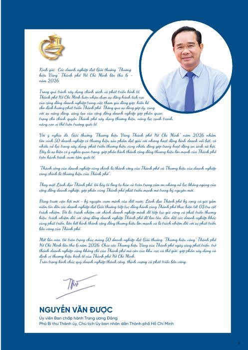 Tp Hồ Chí Minh tôn vinh 50 doanh nghiệp đạt Giải thưởng “Thương hiệu Vàng” năm 2026