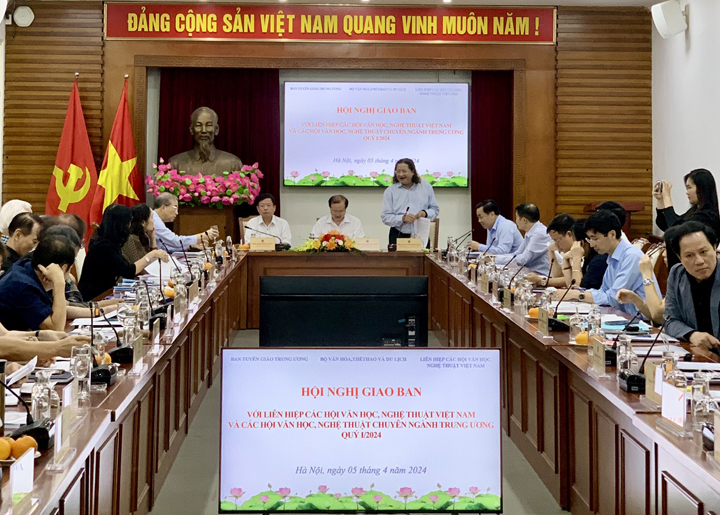 Hội nghị giao ban công tác Văn học, Nghệ thuật, Hoạt động của Liên hiệp các hội VHNT Việt Nam, các hội VHNT chuyên ngành Trung ương Quý I/2024, triển khai nhiệm vụ quý II/2024