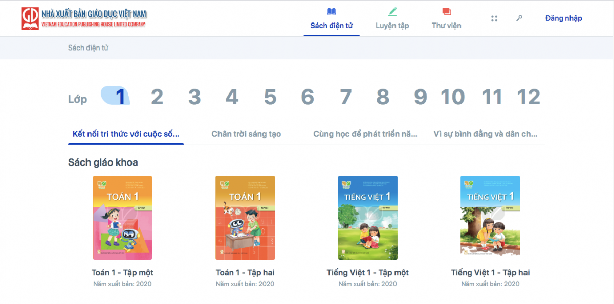 Sách Giáo khoa điện tử từ lớp 1 tới lớp 12 của NXB Giáo dục được đăng tải trên trang Hành trang số